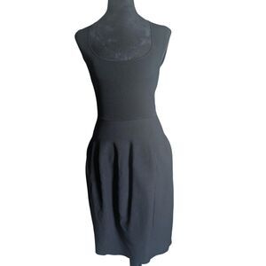 Ted Baker Judit Tulip Knitted Dress Black Size 1 US 4 Ribbed Pleated Midi